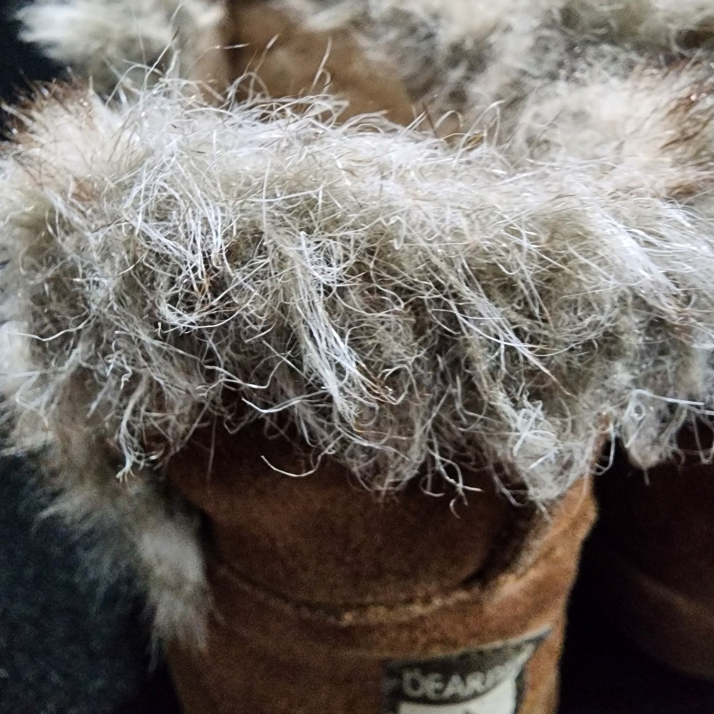Bearpaw Toddler Hickory Brown Suede Faux Fur Trim Ankle Boots Size 12 US - Picture 9 of 9